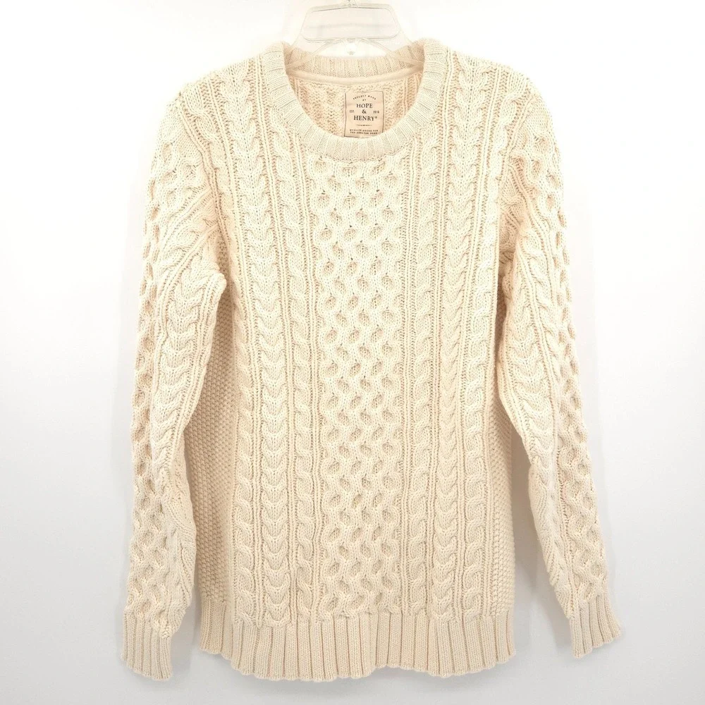 Hope‎ and Henry NWT  fishermen cable knit pullover sweater Size S organic cotton